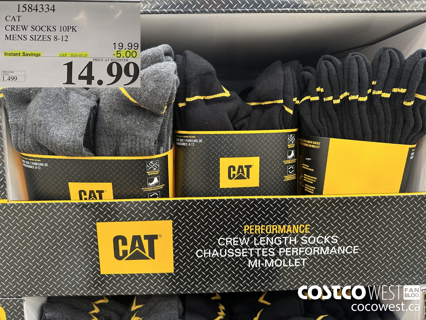 1584334 CAT CREW SOCKS 10PK MENS SIZES 8-12 ($5.00 INSTANT SAVINGS EXPIRES ON 2024-02-25) $14.99