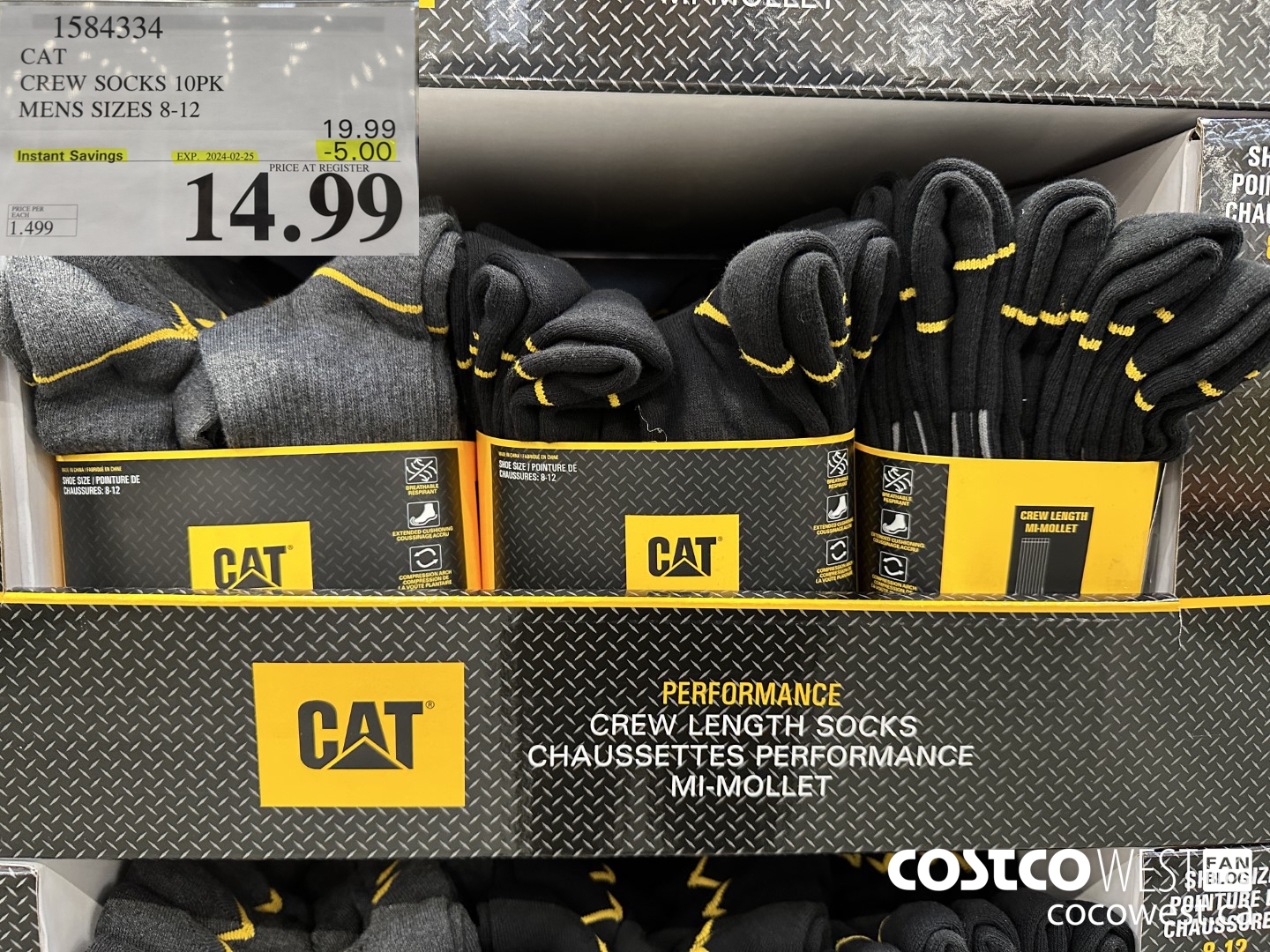 1584334 CAT CREW SOCKS 10PK MENS SIZES 8-12 ($5.00 INSTANT SAVINGS EXPIRES ON 2024-02-25) $14.99
