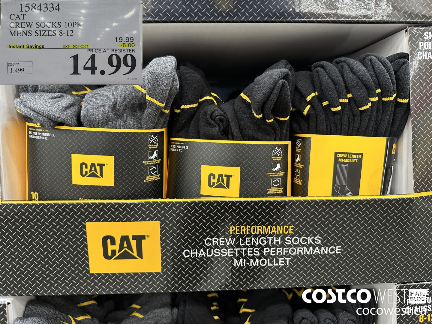 1584334 CAT CREW SOCKS 10PK MENS SIZES 8-12 ($5.00 INSTANT SAVINGS EXPIRES ON 2024-02-25) $14.99