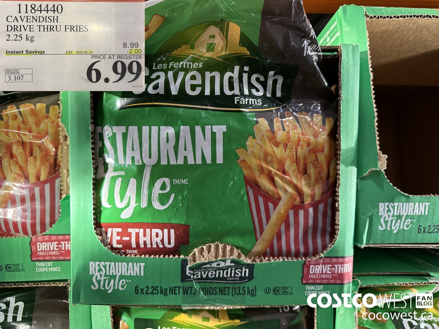 1184440 CAVENDISH DRIVE THRU FRIES 2.25 kg ($2.00 INSTANT SAVINGS EXPIRES ON 2024-02-25) $6.99