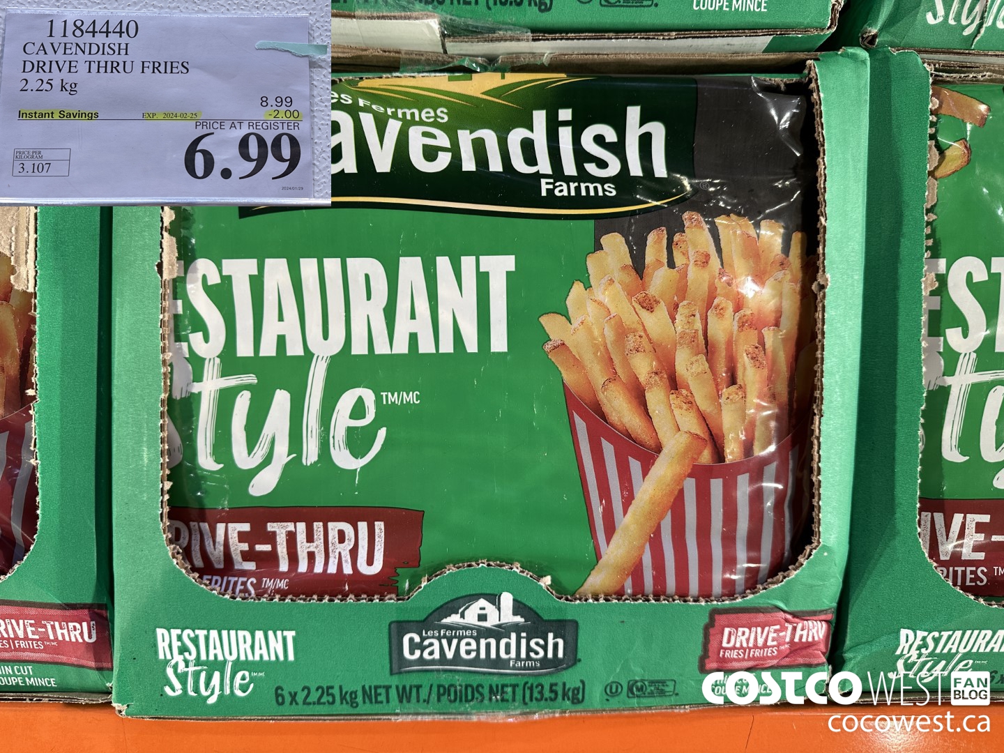 1184440 CAVENDISH DRIVE THRU FRIES 2.25 kg ($2.00 INSTANT SAVINGS EXPIRES ON 2024-02-25) $6.99