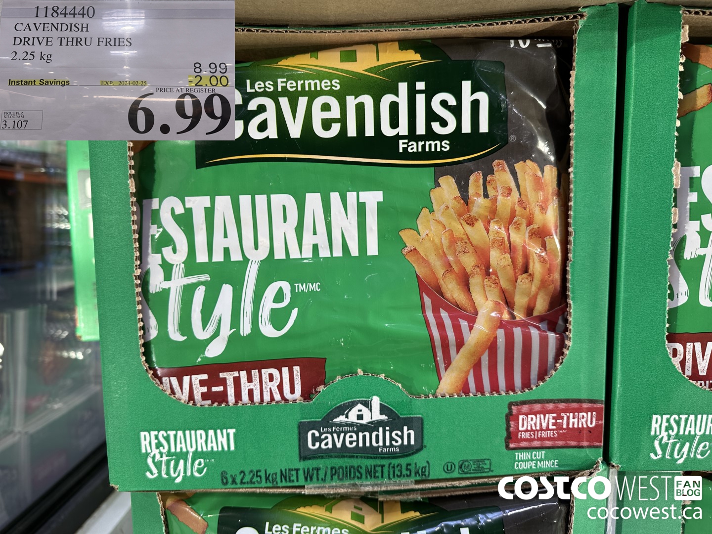 1184440 CAVENDISH DRIVE THRU FRIES 2.25 kg ($2.00 INSTANT SAVINGS EXPIRES ON 2024-02-25) $6.99