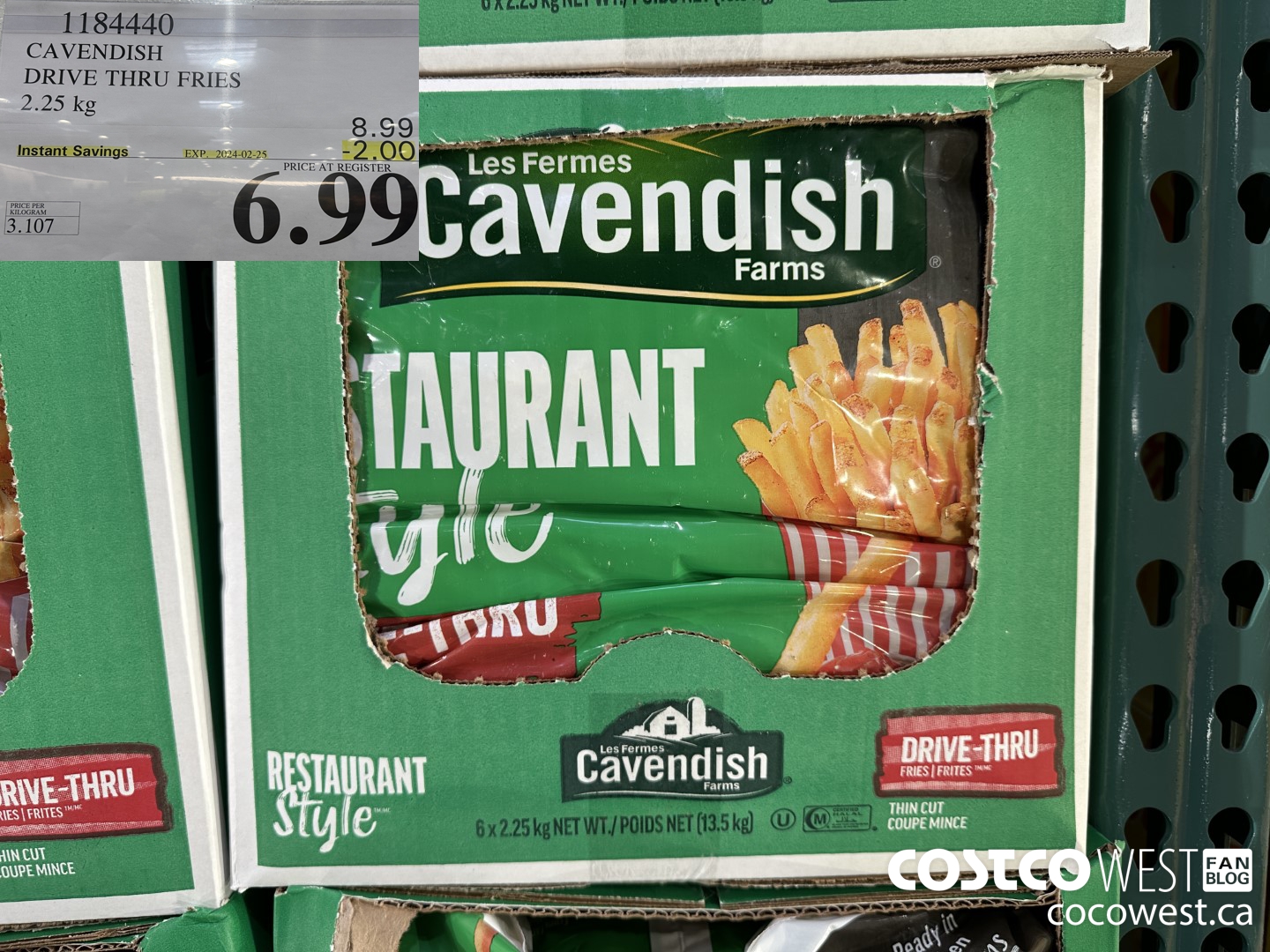 1184440 CAVENDISH DRIVE THRU FRIES 2.25 kg ($2.00 INSTANT SAVINGS EXPIRES ON 2024-02-25) $6.99