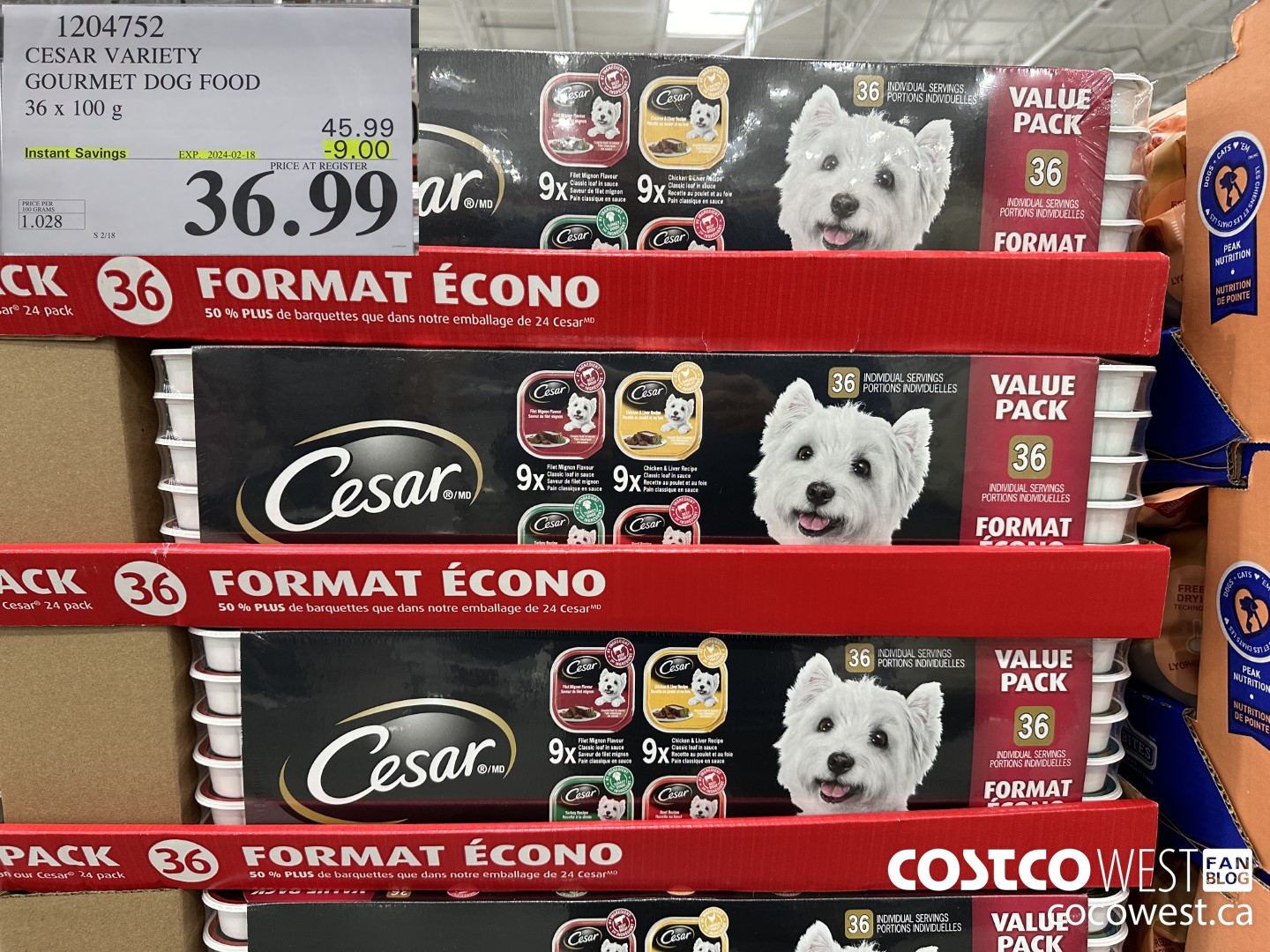1204752 CESAR VARIETY GOURMET DOG FOOD 36 x 100 g ($9.00 INSTANT SAVINGS EXPIRES ON 2024-02-18) $36.99