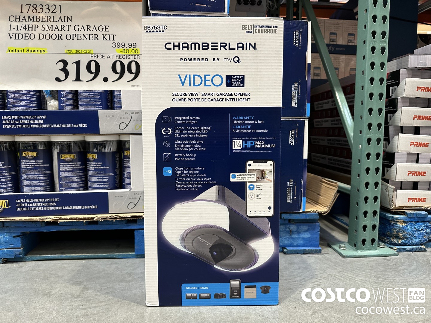 1783321 CHAMBERLAIN 1-1/4 HP SMART GARAGE VIDEO DOOR OPENER KIT ($80.00 INSTANT SAVINGS EXPIRES ON 2024-02-25) $319.99