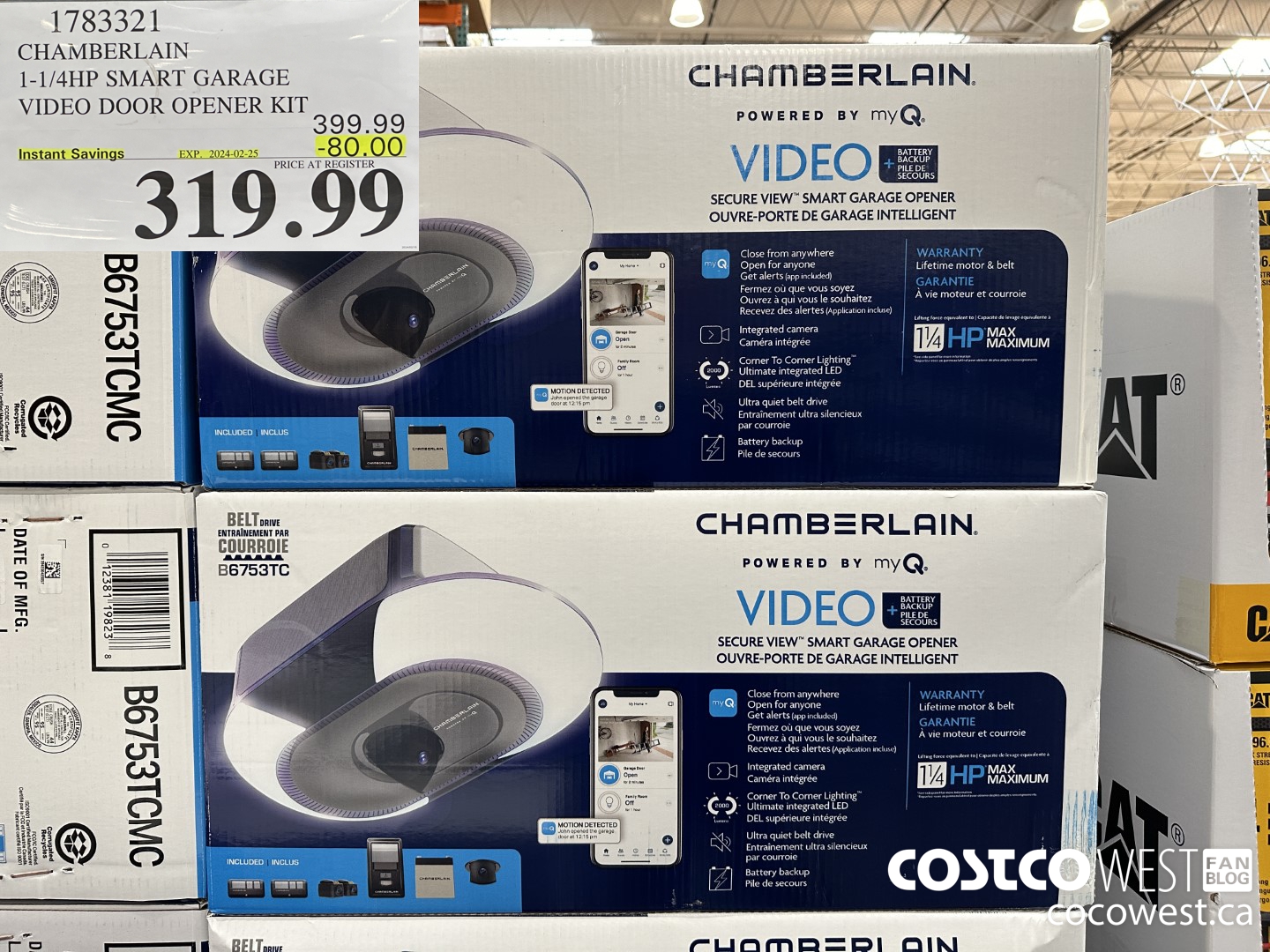 1783321 CHAMBERLAIN 1-1/4 HP SMART GARAGE VIDEO DOOR OPENER KIT ($80.00 INSTANT SAVINGS EXPIRES ON 2024-02-25) $319.99