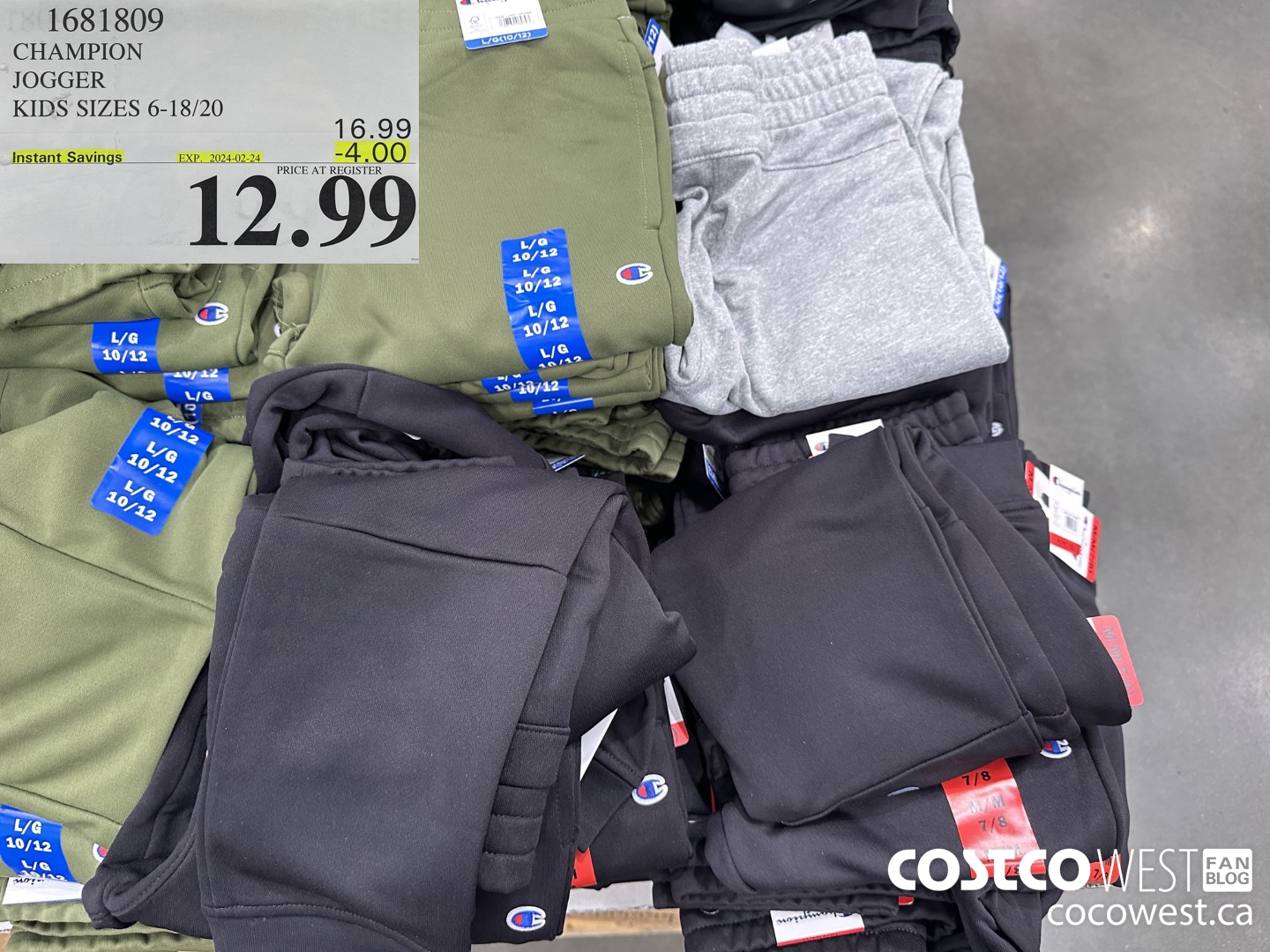 1681809 CHAMPION JOGGER KIDS SIZES 6-18/20 ($4.00 INSTANT SAVINGS EXPIRES ON 2024-02-24) $12.99