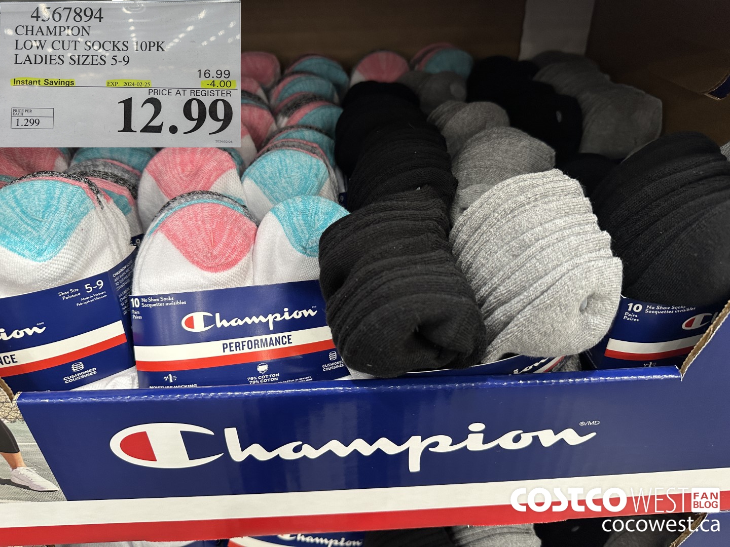 4567894 CHAMPION LOW CUT SOCKS 10PK LADIES SIZES 5-9 ($4.00 INSTANT SAVINGS EXPIRES ON 2024-02-25) $12.99