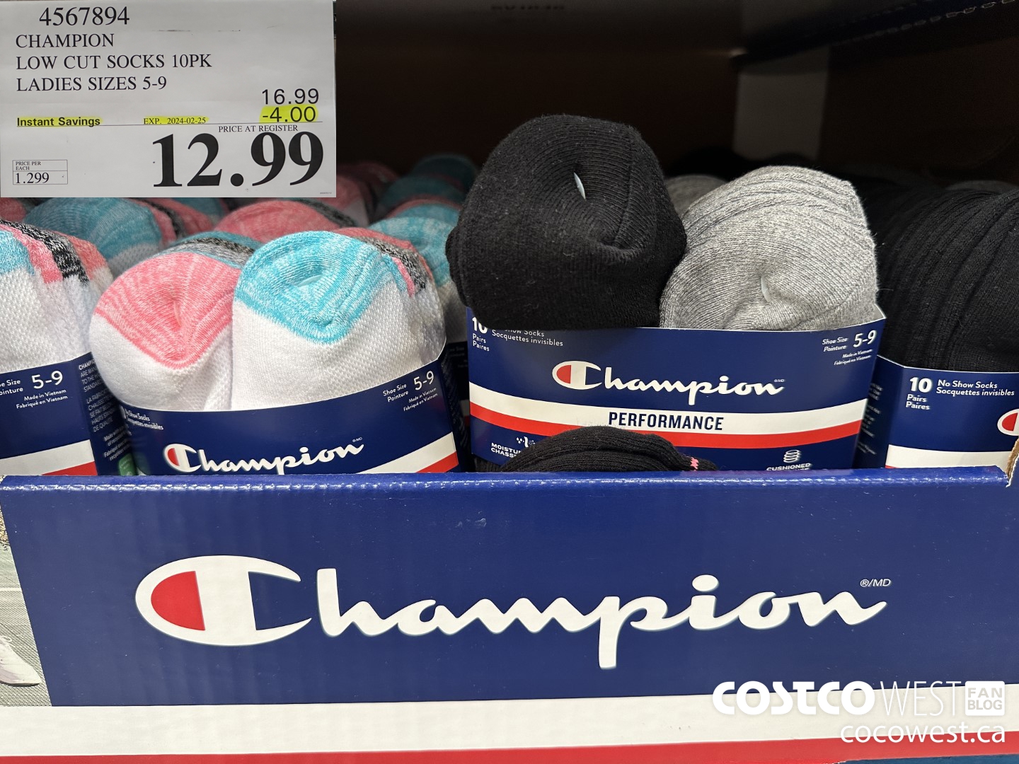 4567894 CHAMPION LOW CUT SOCKS 10PK LADIES SIZES 5-9 ($4.00 INSTANT SAVINGS EXPIRES ON 2024-02-25) $12.99