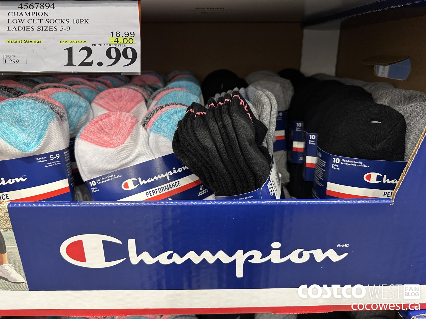 4567894 CHAMPION LOW CUT SOCKS 10PK LADIES SIZES 5-9 ($4.00 INSTANT SAVINGS EXPIRES ON 2024-02-25) $12.99