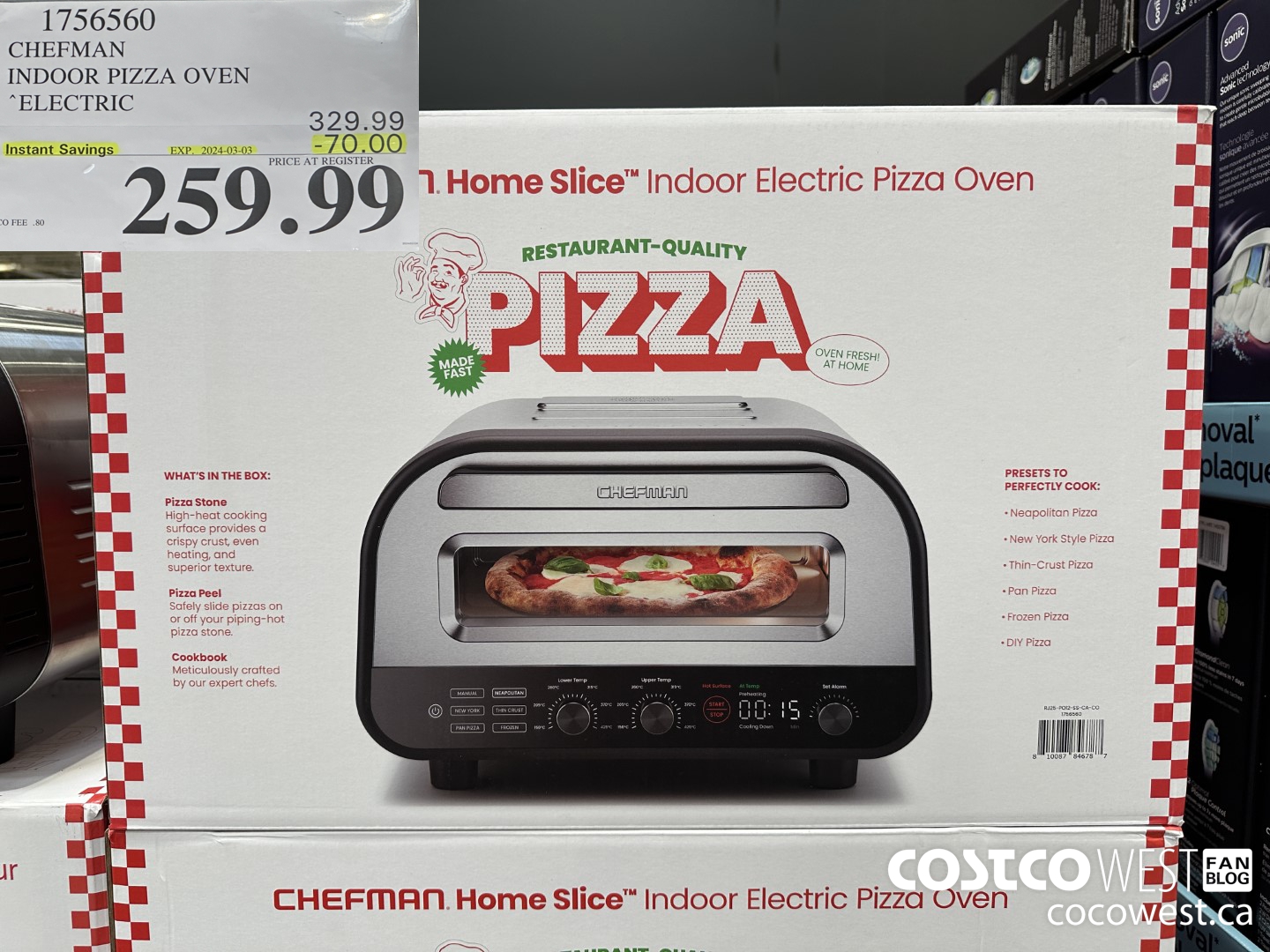 1756560 CHEFMAN INDOOR PIZZA OVEN ELECTRIC ($70.00 INSTANT SAVINGS EXPIRES ON 2024-03-03) $259.99