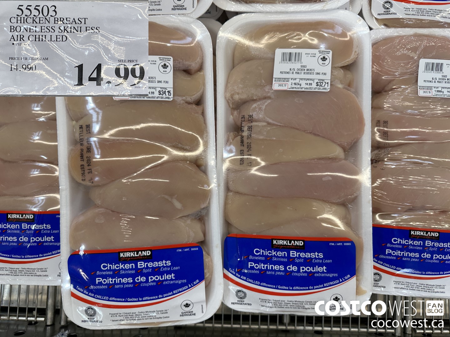 55503 CHICKEN BREASTS BONELESS SKINLESS AIR CHILLED $14.99