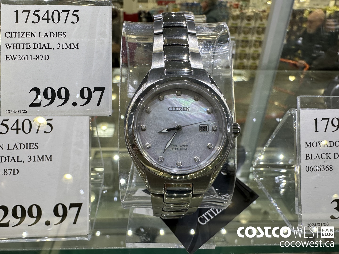 1754075 CITIZEN LADIES WHITE DIAL 31MM EW2611-87D $299.97