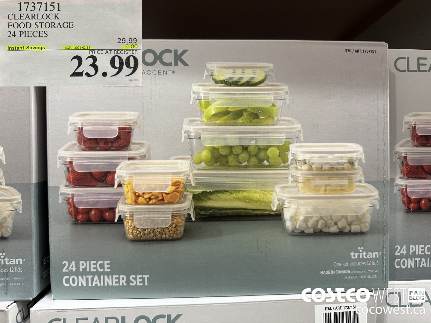 1737151 CLEARLOCK FOOD STORAGE 24 PIECES ($6.00 INSTANT SAVINGS EXPIRES ON 2024-02-18) $23.99