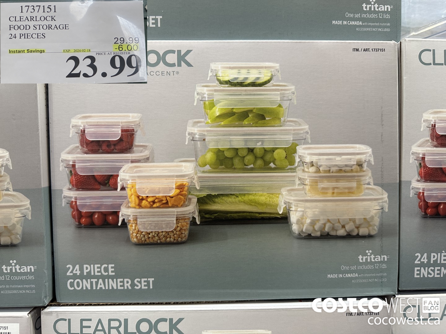 1737151 CLEARLOCK FOOD STORAGE 24 PIECES ($6.00 INSTANT SAVINGS EXPIRES ON 2024-02-18) $23.99
