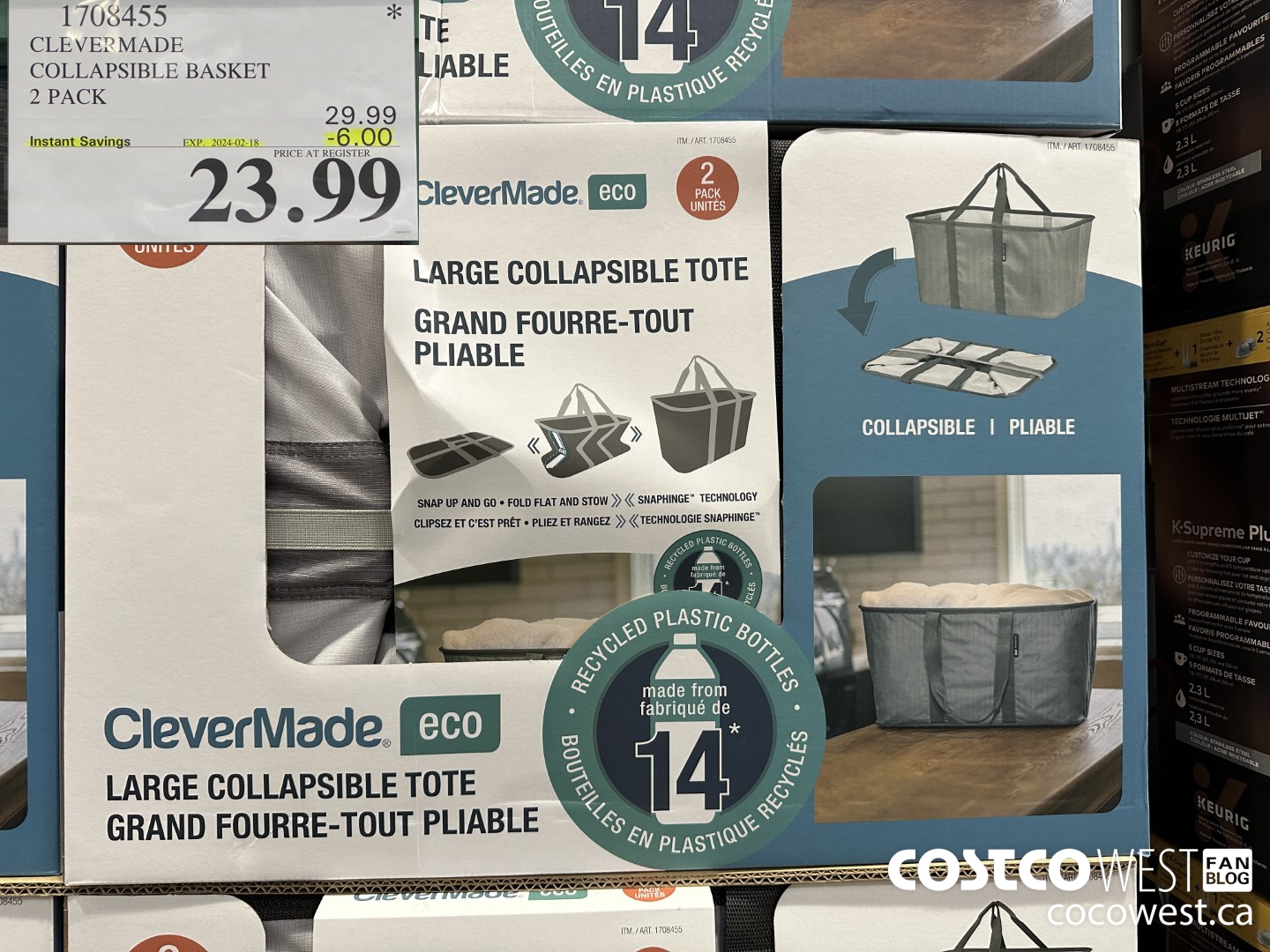 1708455 CLEVERMADE COLLAPSIBLE BASKET 2 PACK ($6.00 INSTANT SAVINGS EXPIRES ON 2024-02-18) $23.99