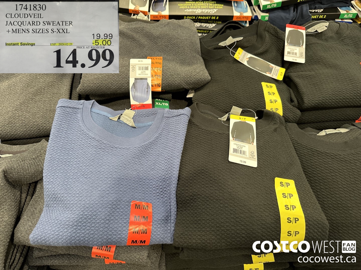 1741830 CLOUDVEIL JACQUARD SWEATER MENS SIZES S-XXL ($5.00 INSTANT SAVINGS EXPIRES ON 2024-02-25) $14.99