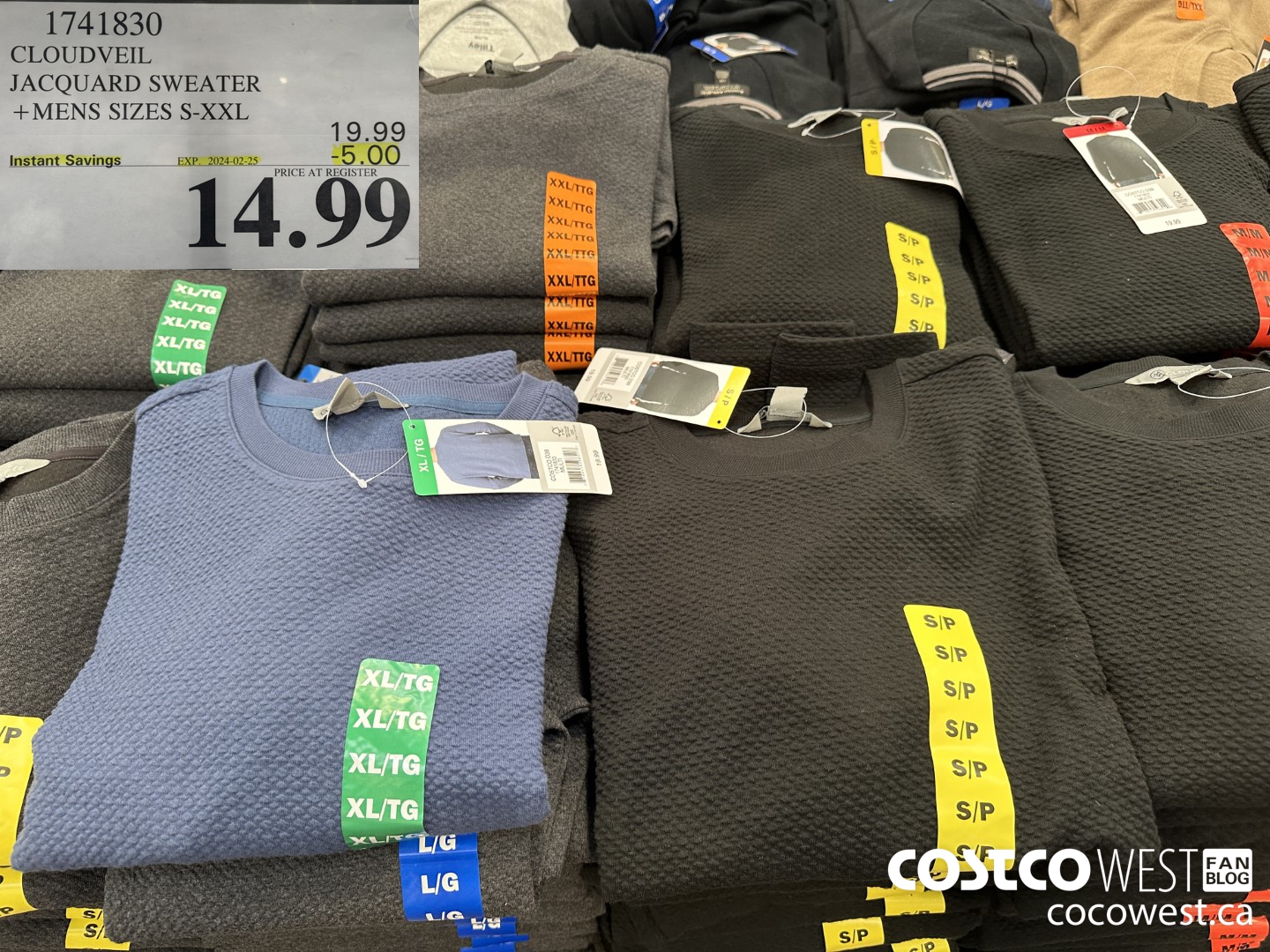 1741830 CLOUDVEIL JACQUARD SWEATER MENS SIZES S-XXL ($5.00 INSTANT SAVINGS EXPIRES ON 2024-02-25) $14.99