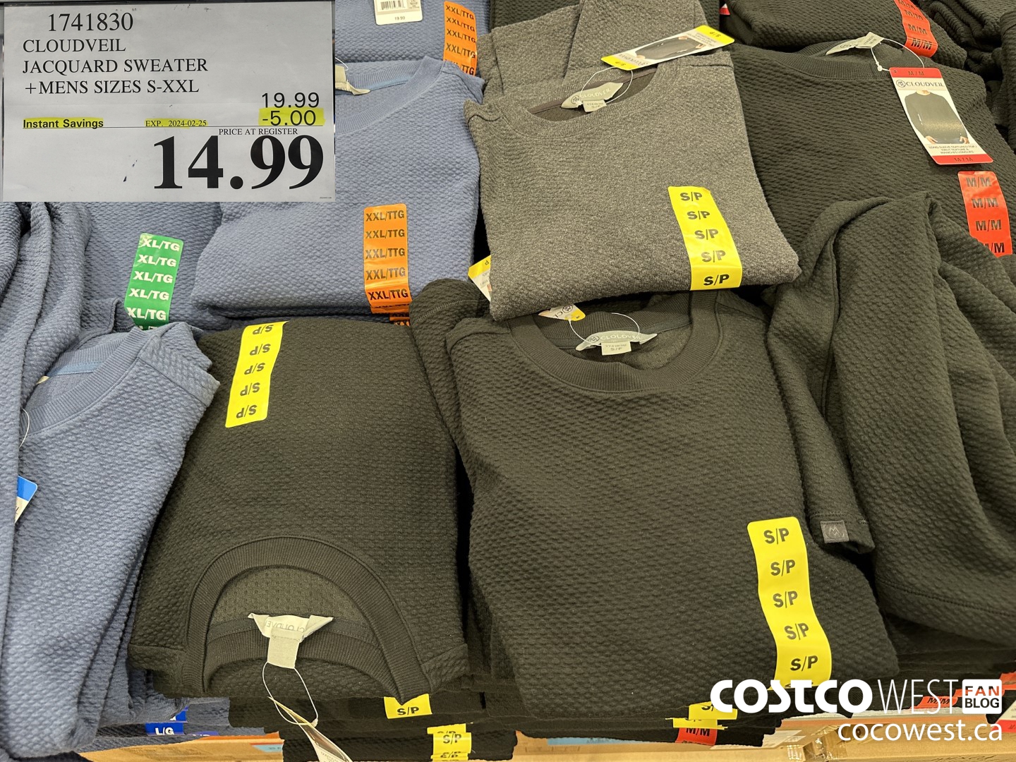 1741830 CLOUDVEIL JACQUARD SWEATER MENS SIZES S-XXL ($5.00 INSTANT SAVINGS EXPIRES ON 2024-02-25) $14.99