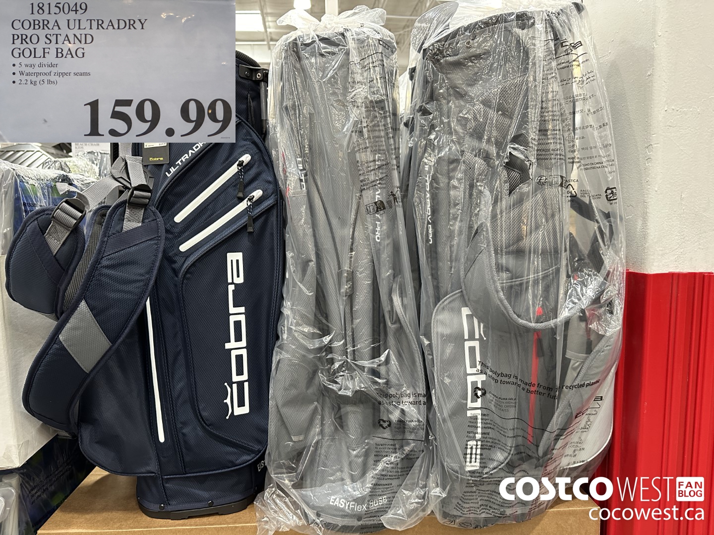 1815049 COBRA ULTRADRY PRO STAND GOLF BAG $159.99