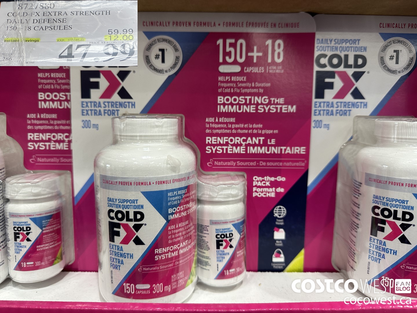 8727880 COLD-FX EXTRA STRENGTH DAILY DEFENSE 150 + 18 CAPSULES ($12.00 INSTANT SAVINGS EXPIRES ON 2024-03-03) $47.99