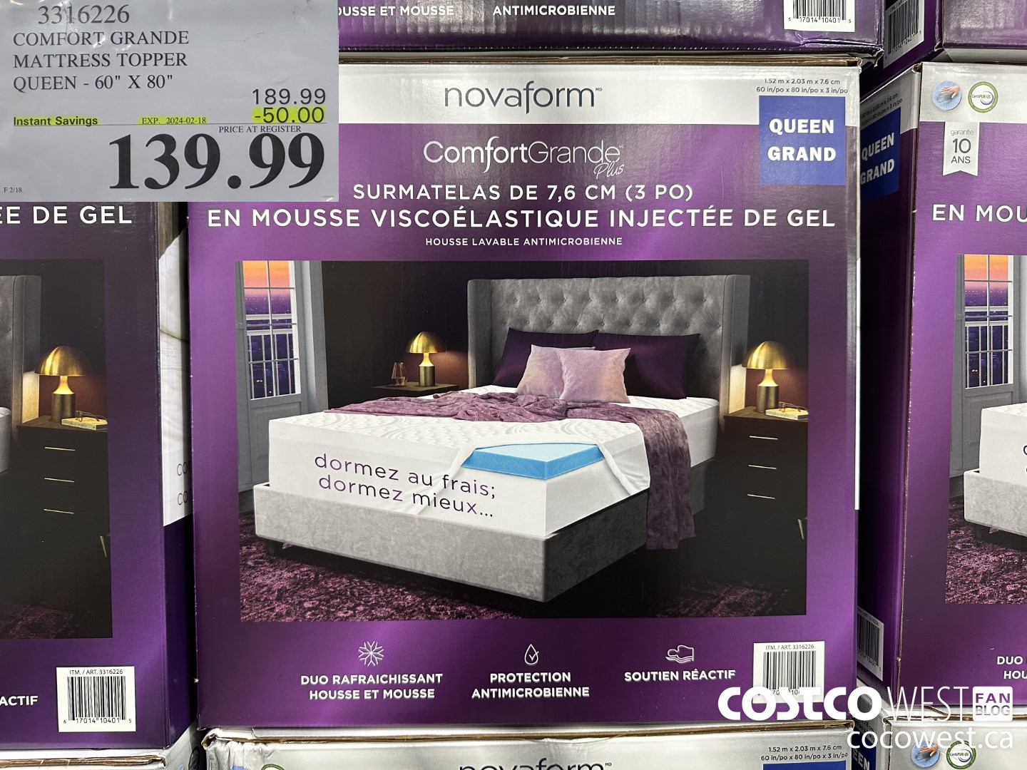 3316226 COMFORT GRANDE MATTRESS TOPPER QUEEN 60