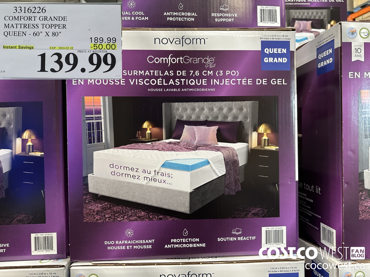 3316226 COMFORT GRANDE MATTRESS TOPPER QUEEN 60