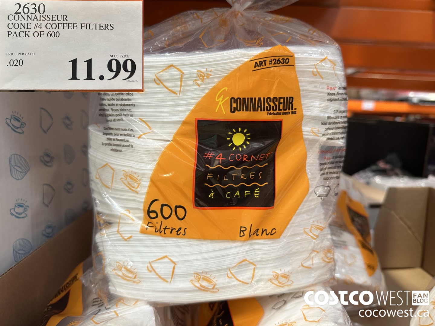 2630 CONNAISSEUR CONE #4 COFFEE FILTERS PACK OF 600 $11.99