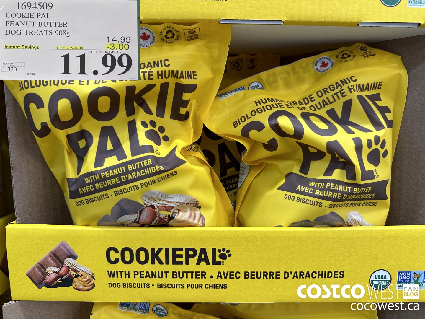 1694509 COOKIE PAL PEANUT BUTTER DOG TREATS 908G ($3.00 INSTANT SAVINGS EXPIRES ON 2024-02-18) $11.99