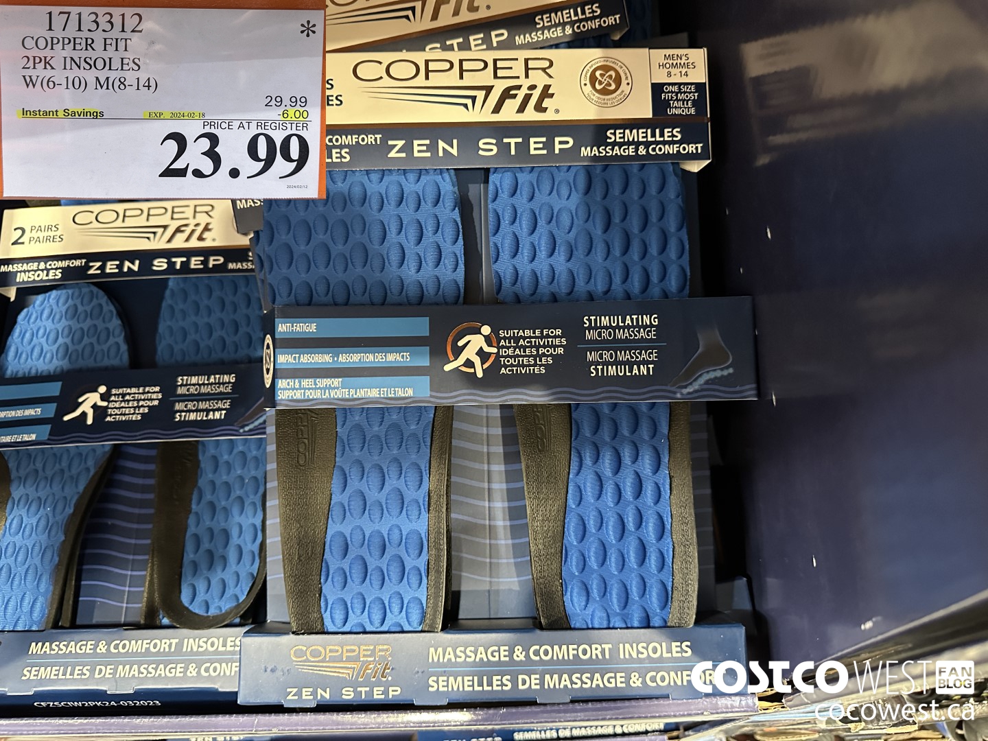 1713312 COPPER FIT INSOLES 2PK W(6-10) M(8-14) ($6.00 INSTANT SAVINGS EXPIRES ON 2024-02-18) $23.99