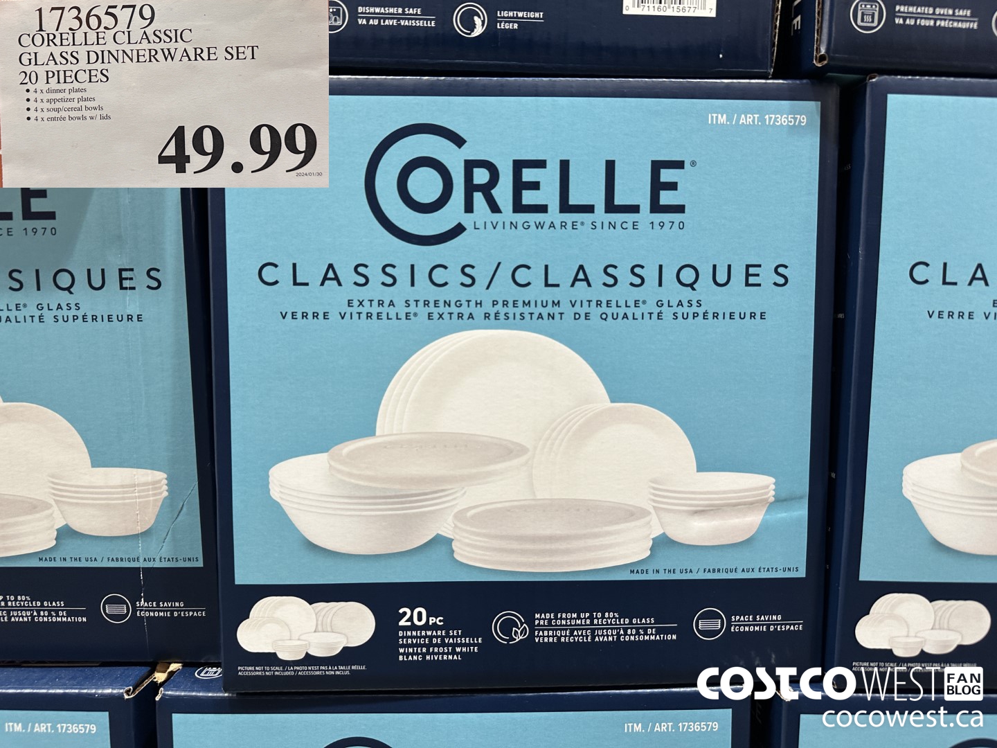 1736579 CORELLE CLASSIC GLASS DINNERWARE SET 20 PIECES $49.99