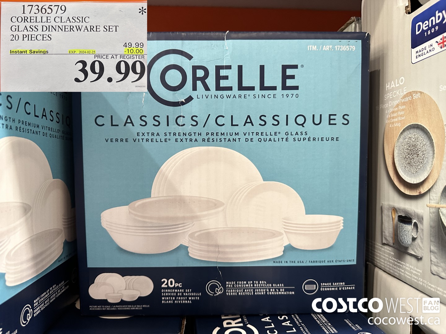 1736579 CORELLE CLASSIC GLASS DINNERWARE SET 20 PIECES ($10.00 INSTANT SAVINGS EXPIRES ON 2024-02-25) $39.99