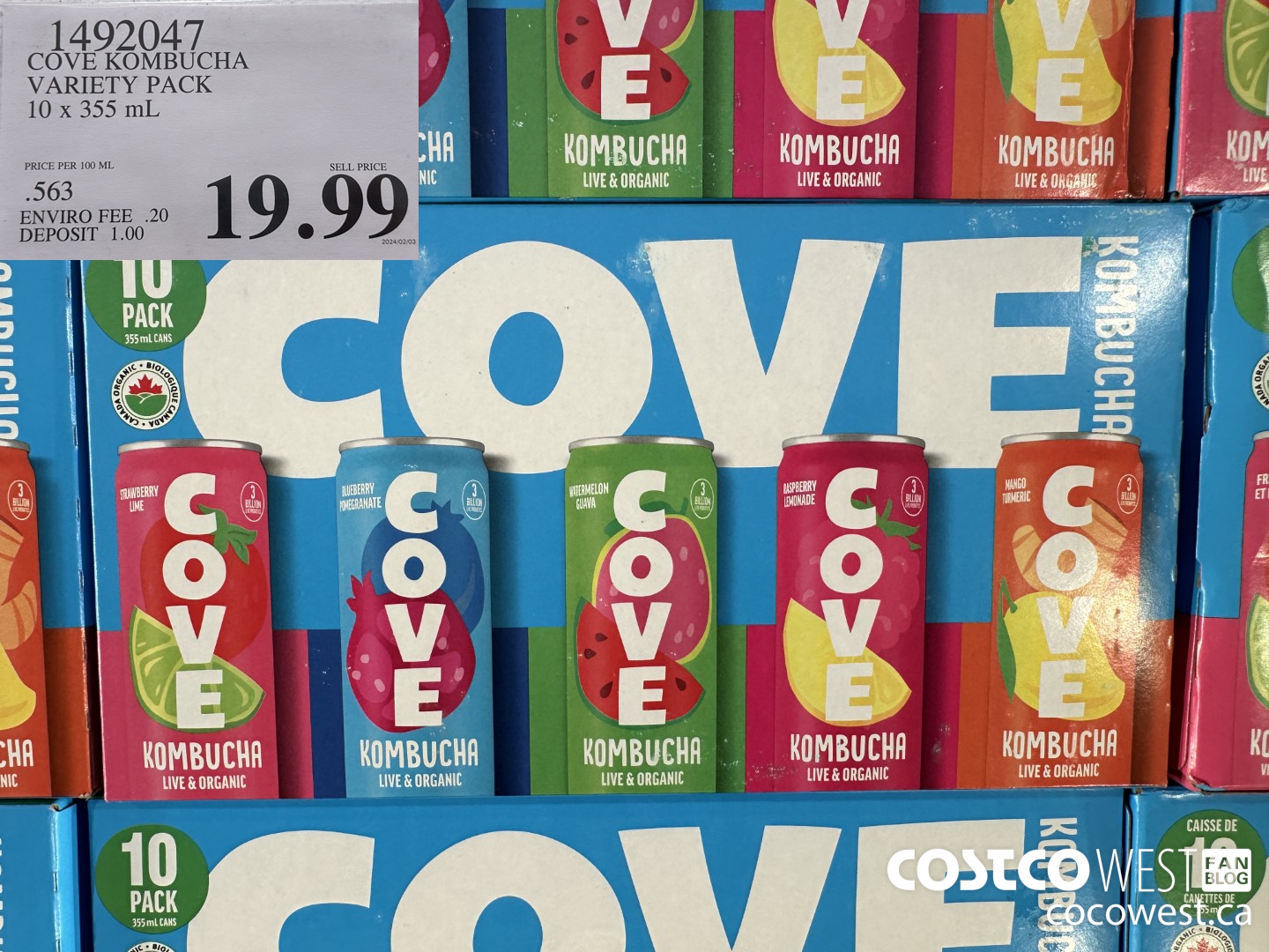 1492047 COVE KOMBUCHA VARIETY PACK 10 X 355 ML $19.99