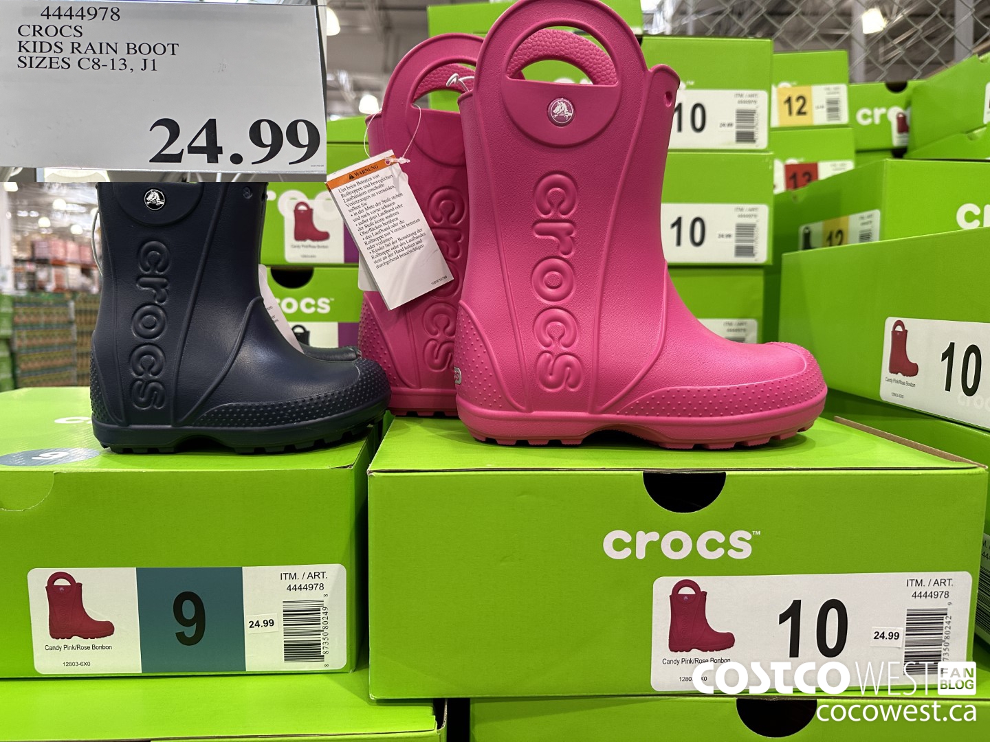 4444978 CROCS KIDS RAIN BOOT SIZES C8-13, J1 $24.99