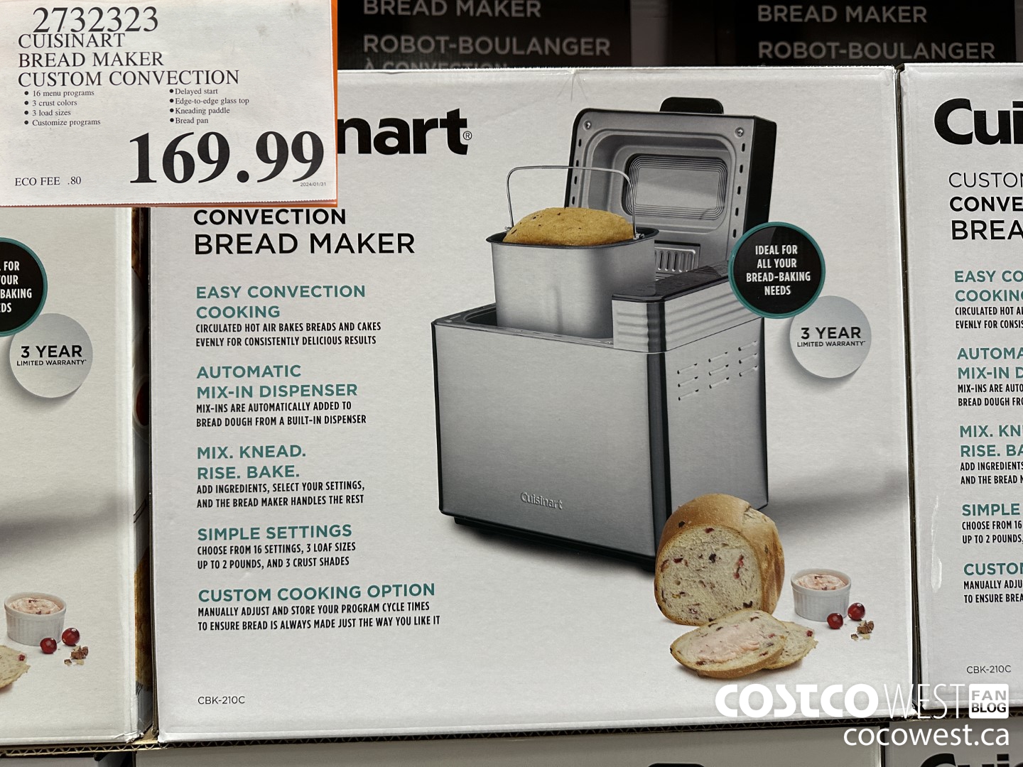 2732323 CUISINART BREAD MAKER CUSTOM CONVECTION $169.99