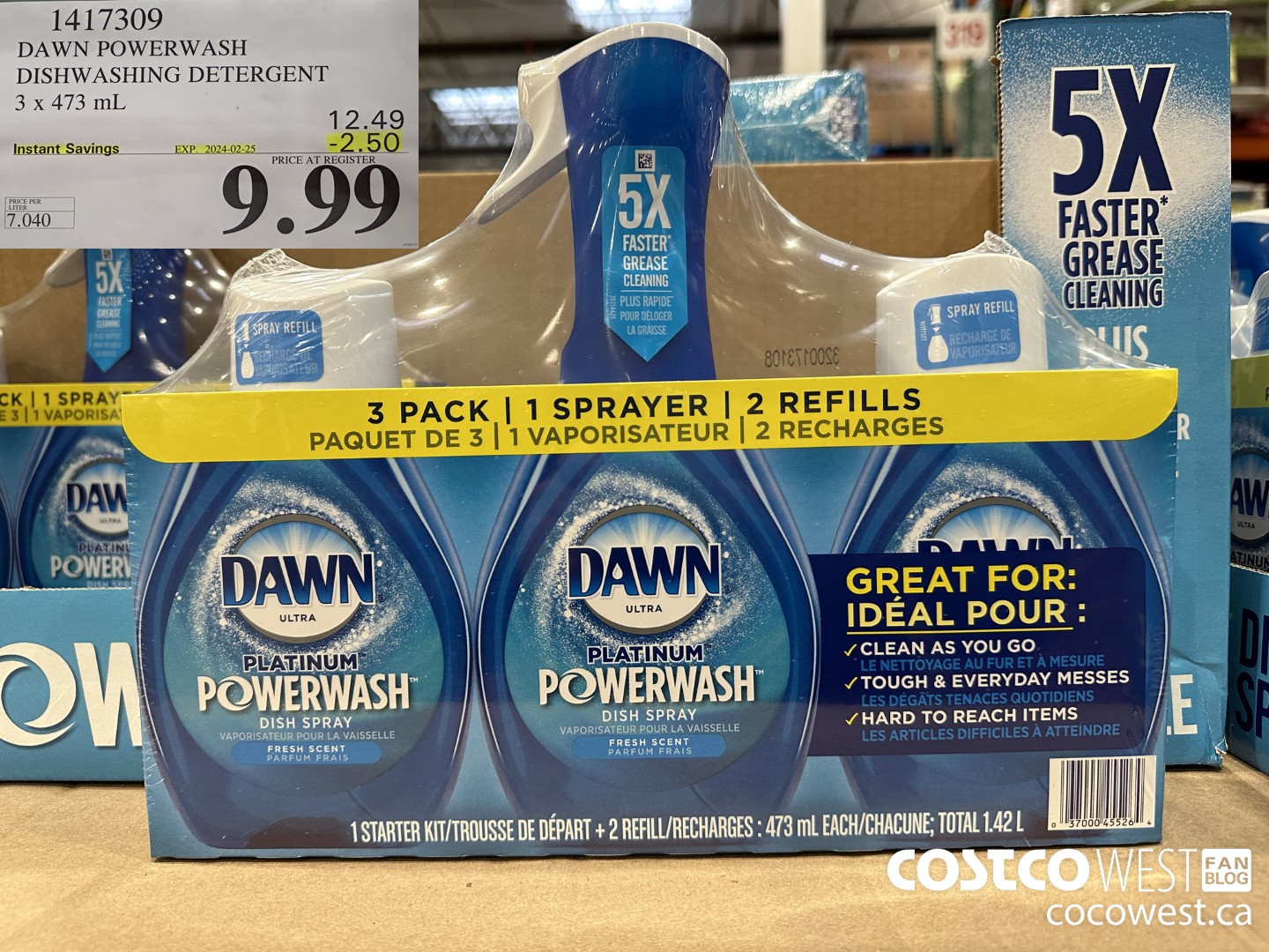 1417309 DAWN POWERWASH DISHWASHING DETERGENT 3 x 473 mL ($2.50 INSTANT SAVINGS EXPIRES ON 2024-02-25) $9.99