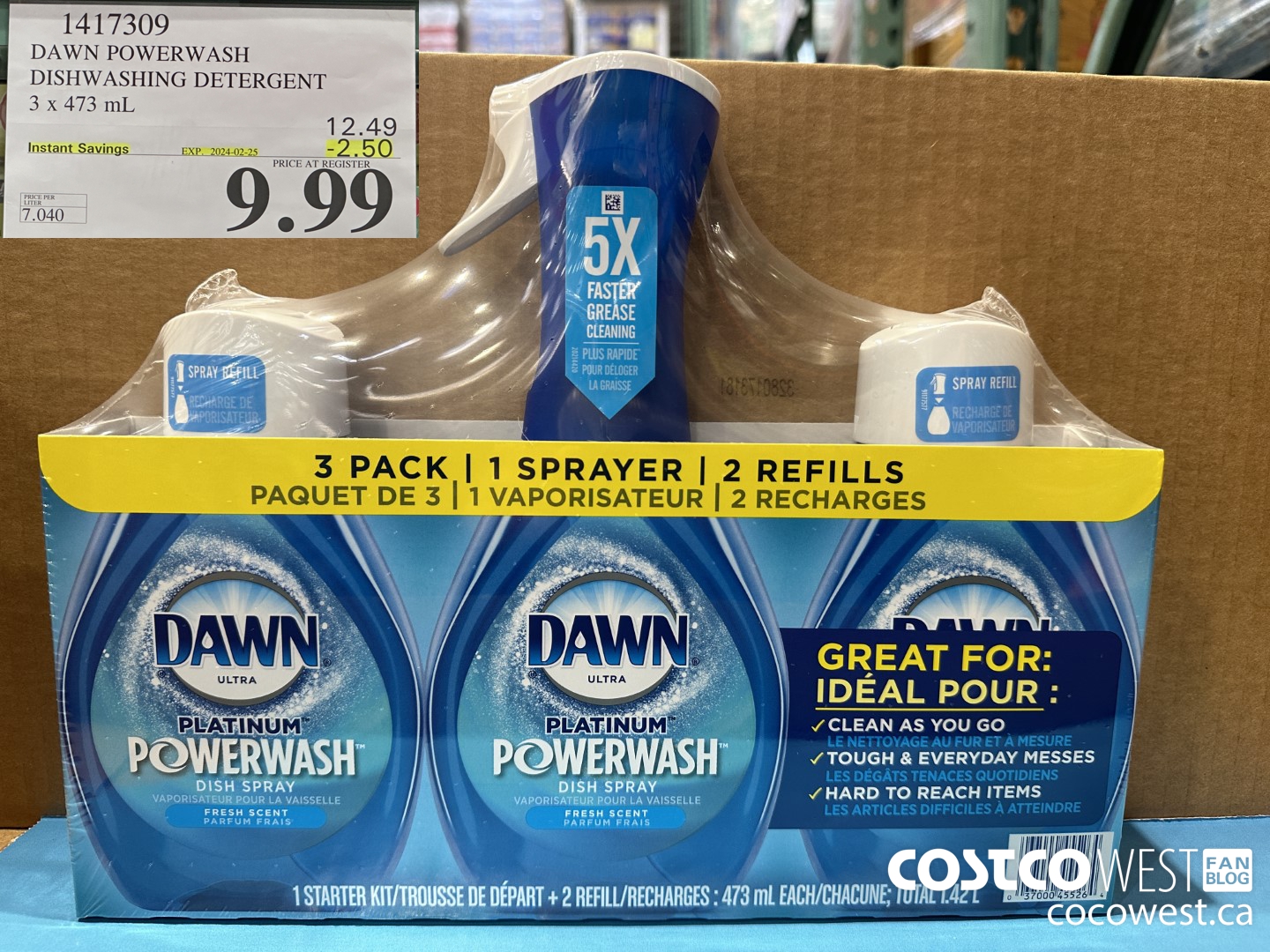 1417309 DAWN POWERWASH DISHWASHING DETERGENT 3 x 473 mL ($2.50 INSTANT SAVINGS EXPIRES ON 2024-02-25) $9.99