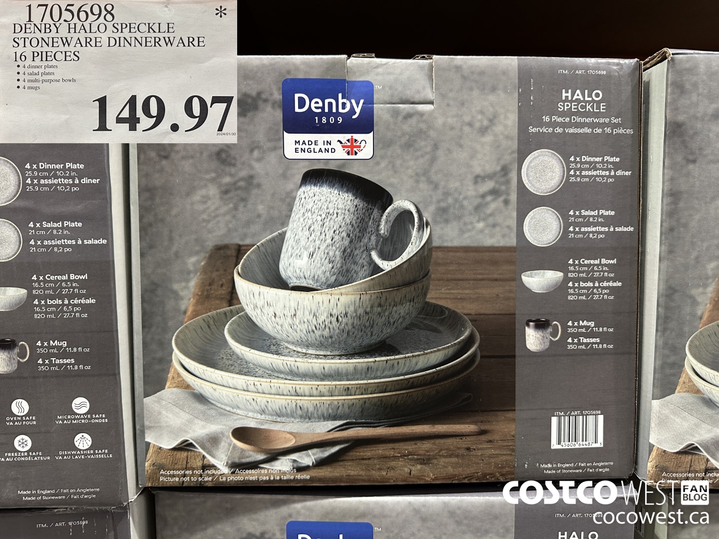 1705698 DENBY HALO SPECKLE STONEWARE DINNERWARE 16 PIECE $149.97
