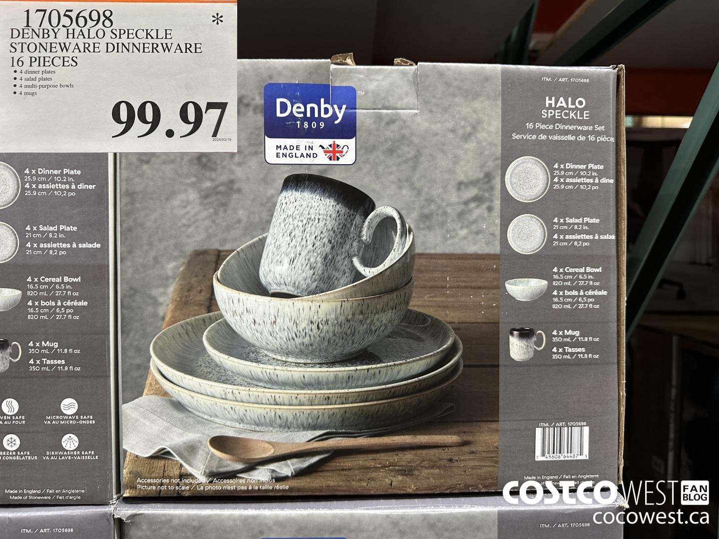 1705698 DENBY HALO SPECKLE STONEWARE DINNERWARE 16 PIECE $99.97