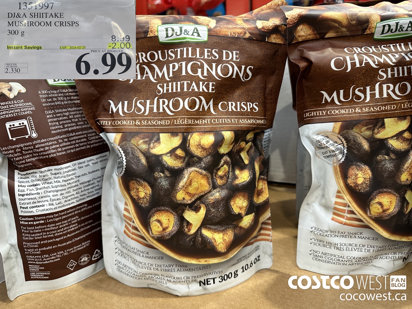 1351997 DJ&A SHIITAKE MUSHROOM CRISPS 300 G ($2.00 INSTANT SAVINGS EXPIRES ON 2024-02-25) $6.99