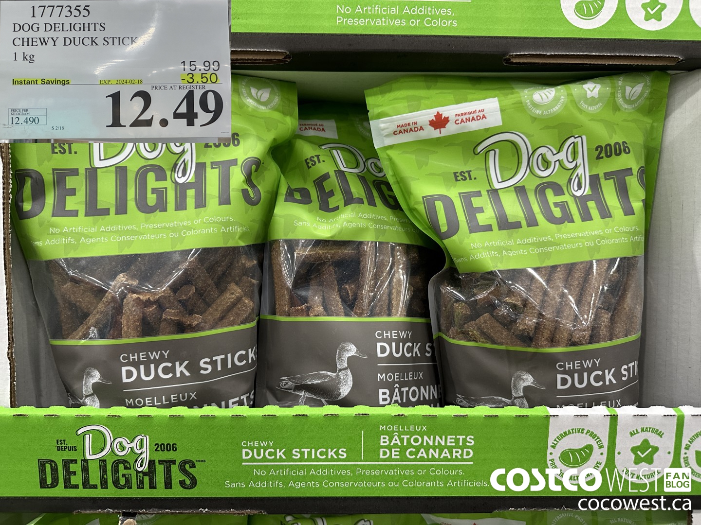 1777355 DOG DELIGHTS CHEWY DUCK STICKS 1KG ($3.50 INSTANT SAVINGS EXPIRES ON 2024-02-18) $12.49