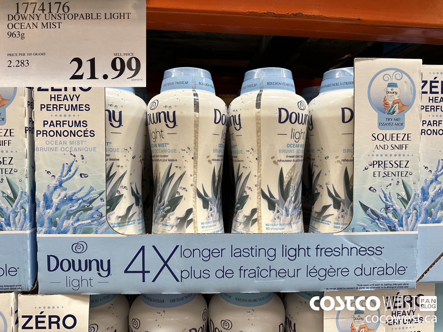 1774176 DOWNY UNSTOPABLE LIGHT OCEAN MIST 963G $21.99