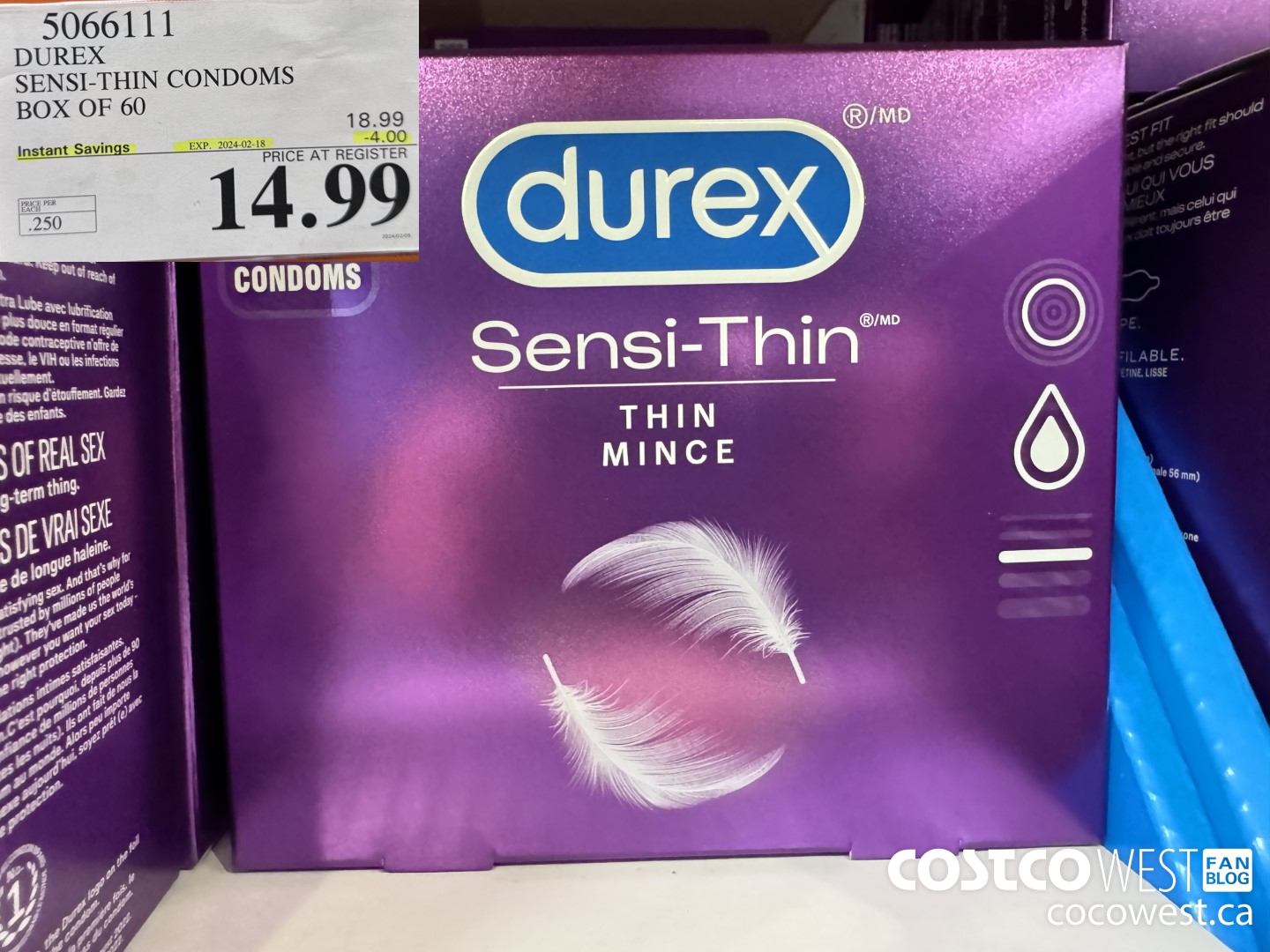 5066111 DUREX SENSI-THIN CONDOMS BOX OF 60 ($4.00 INSTANT SAVINGS EXPIRES ON 2024-02-18) $14.99