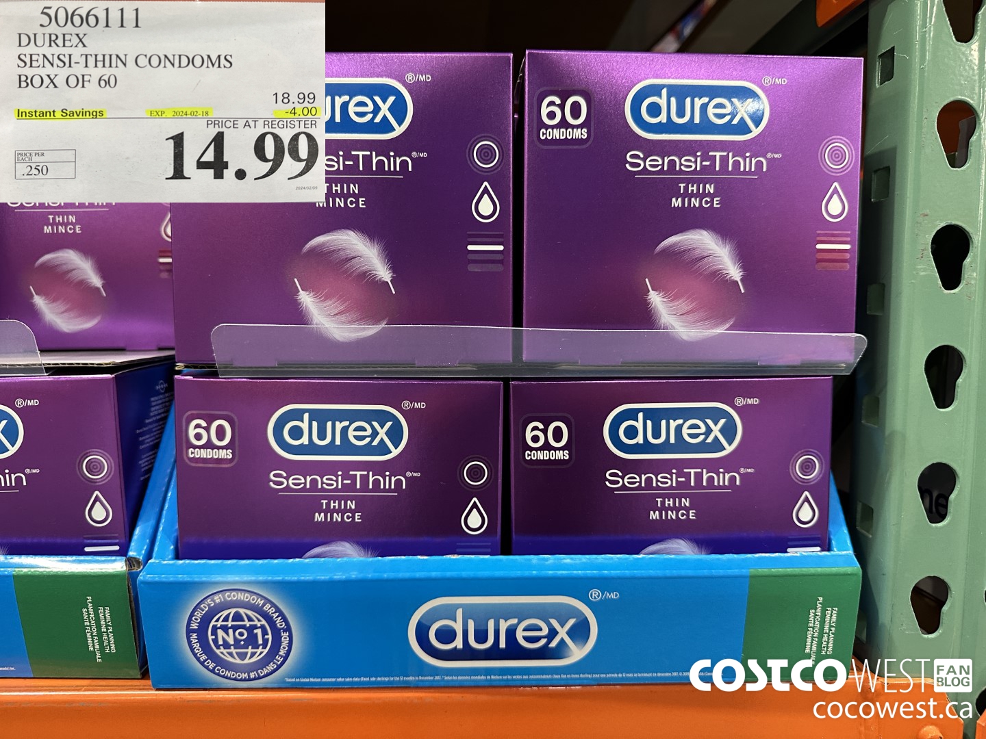 5066111 DUREX SENSI-THIN CONDOMS BOX OF 60 ($4.00 INSTANT SAVINGS EXPIRES ON 2024-02-18) $14.99