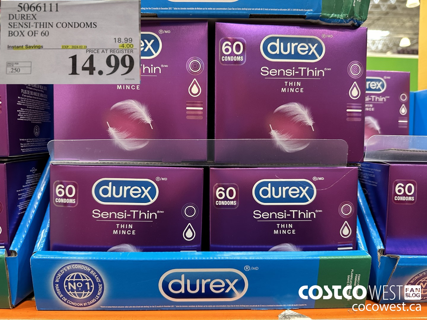5066111 DUREX SENSI-THIN CONDOMS BOX OF 60 ($4.00 INSTANT SAVINGS EXPIRES ON 2024-02-18) $14.99