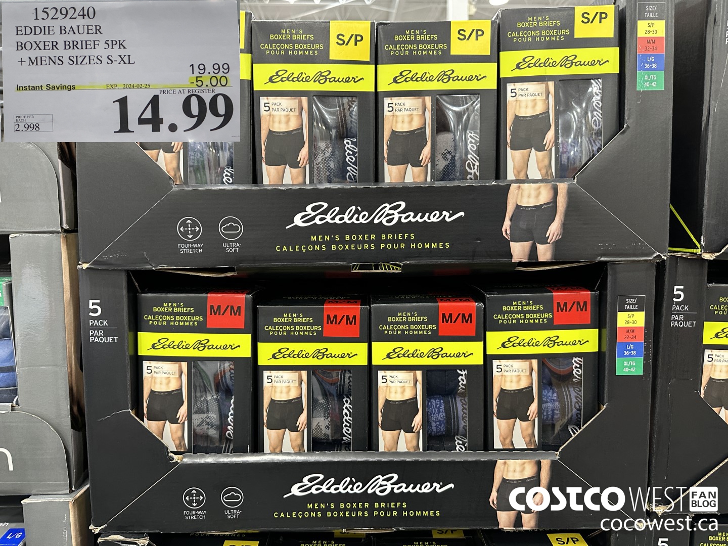 1529240 EDDIE BAUER BOXER 5PK MENS SIZES S-XL ($5.00 INSTANT SAVINGS EXPIRES ON 2024-02-25) $14.99