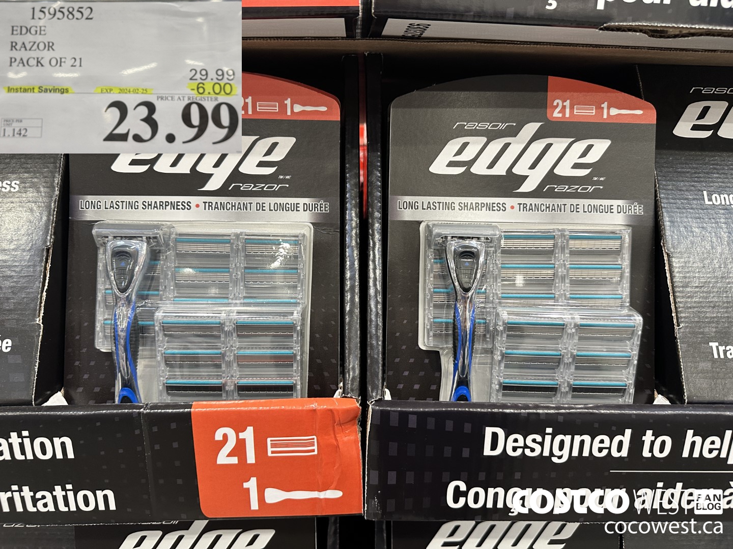 1595852 EDGE RAZOR PACK OF 21 ($6.00 INSTANT SAVINGS EXPIRES ON 2024-02-25) $23.99
