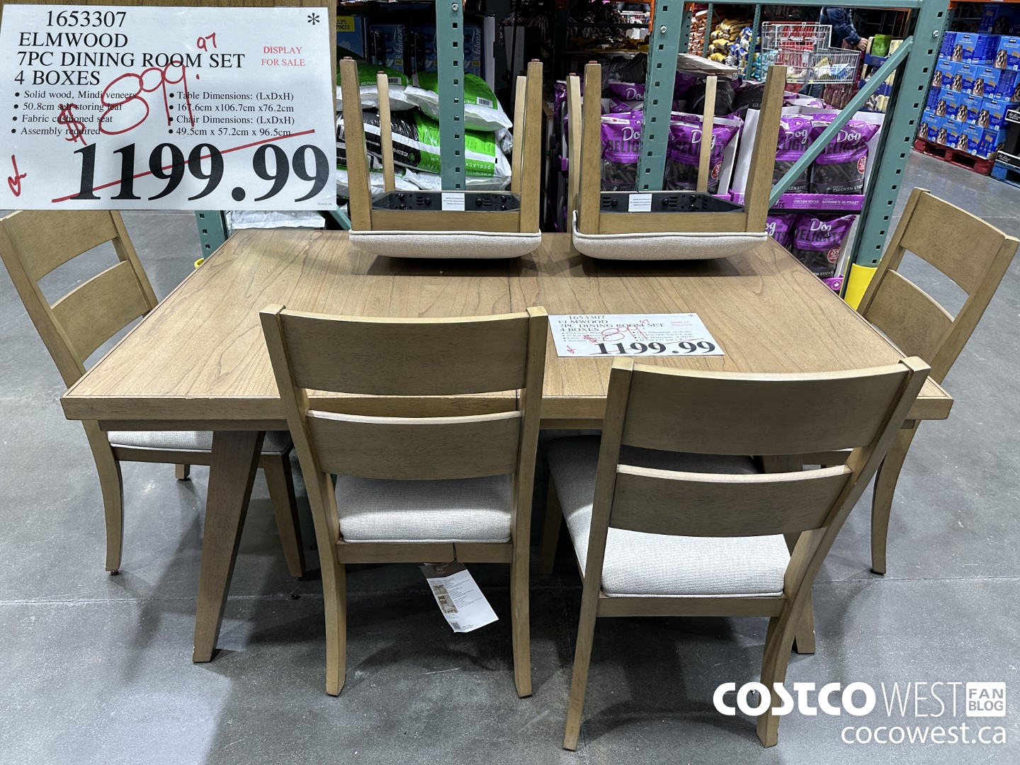 1653307 ELMWOOD 7PC DINING ROOM SET 4 BOXES $899.97