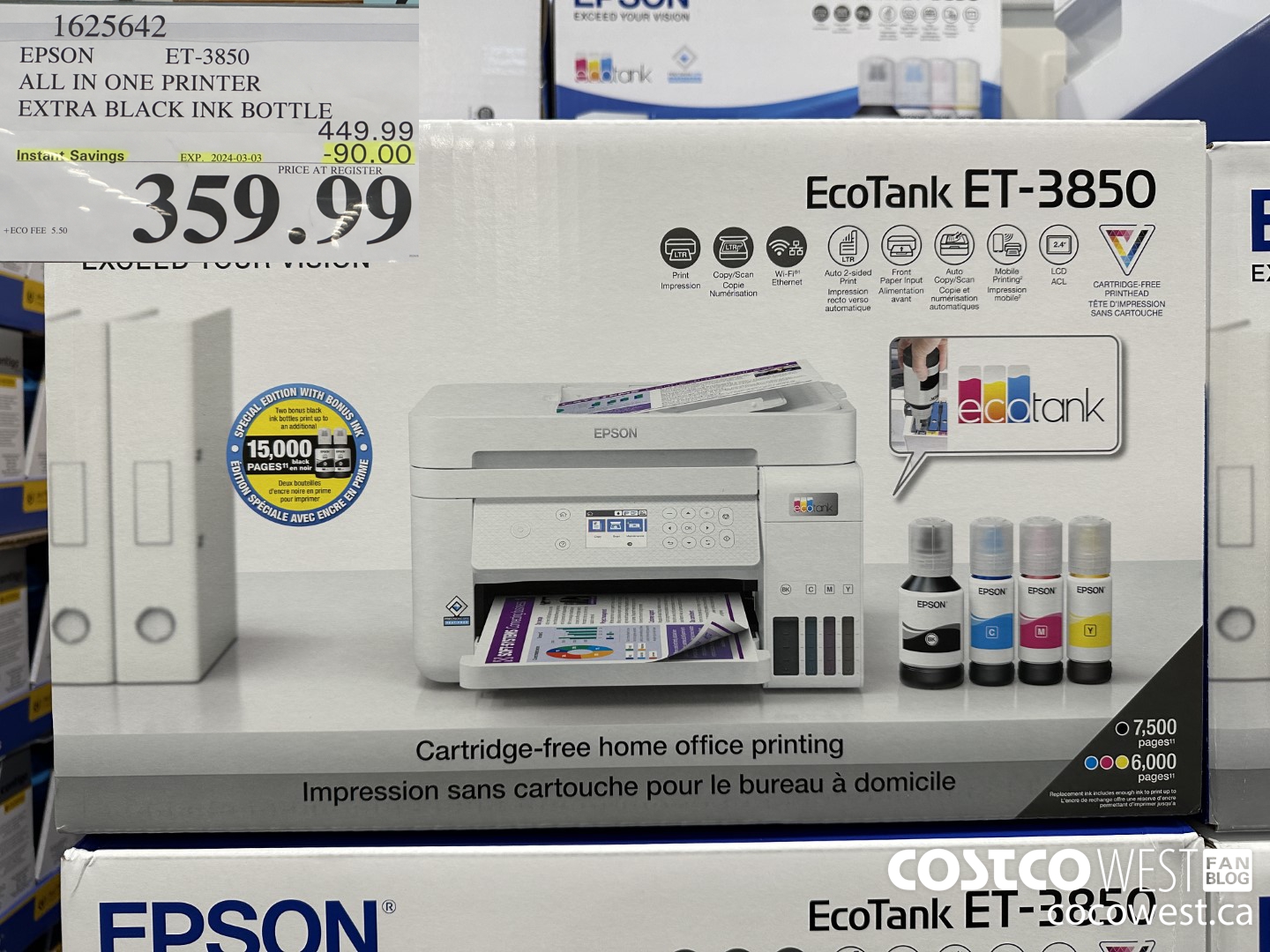 1625642 EPSON 3850SE ECOTANK PRINTER ALL IN ONE ($90.00 INSTANT SAVINGS EXPIRES ON 2024-03-03) $359.99