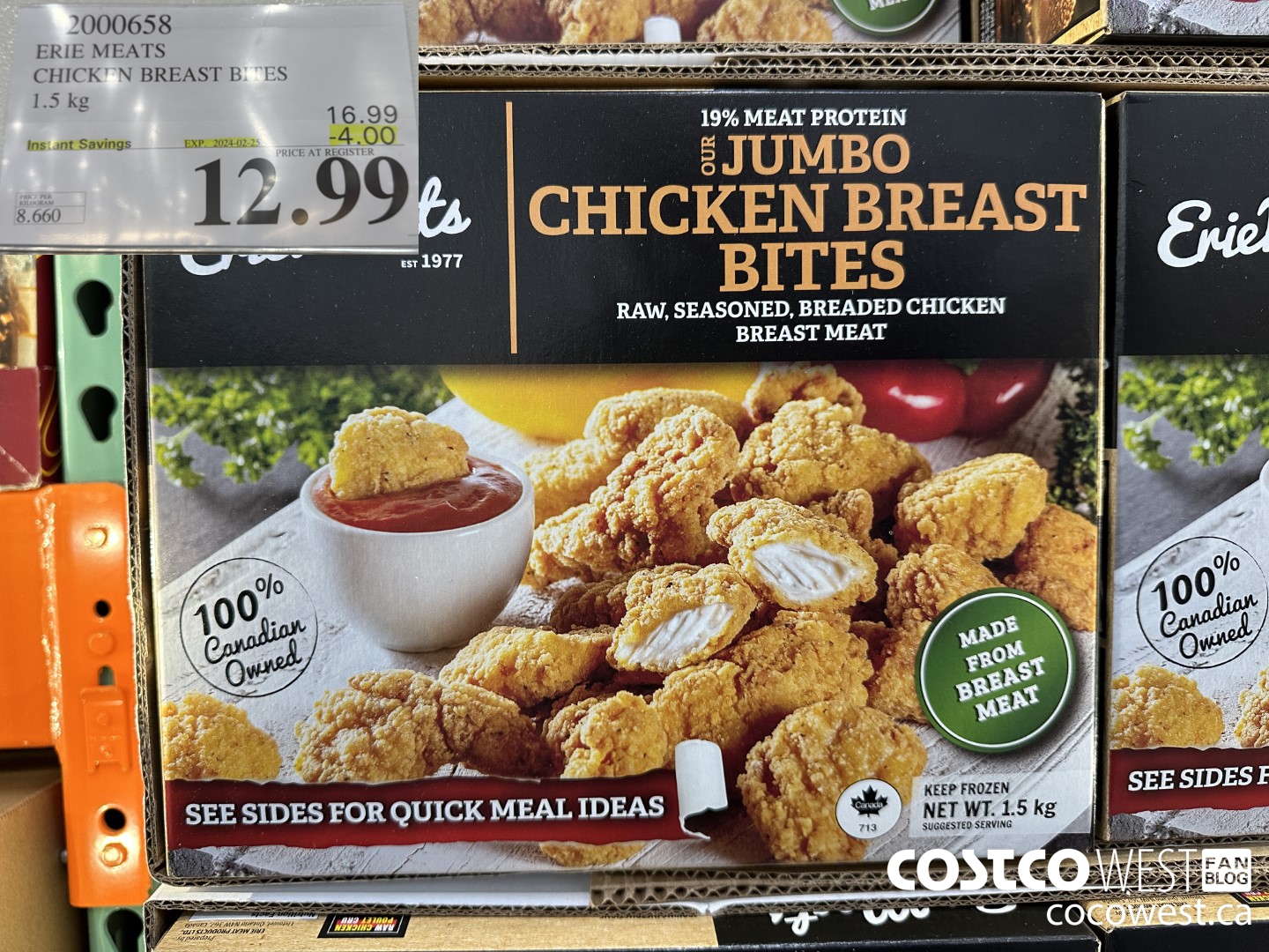 2000658 ERIE MEATS CHICKEN BREAST BITES 1.5 kg ($4.00 INSTANT SAVINGS EXPIRES ON 2024-02-25) $12.99